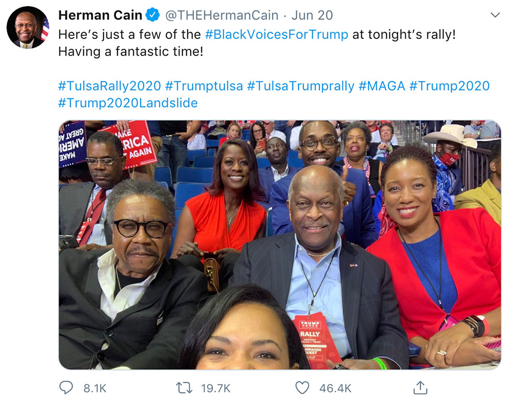 Herman Cain at June 20 Trump rally